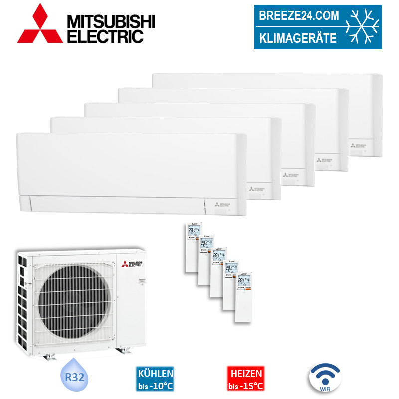 Mitsubishi Electric Set 4 x MSZ-AY15VGKP + MSZ-AY50VGK + MXZ-5F102VF Wandgerät Kompakt 1,5/5,0 kW