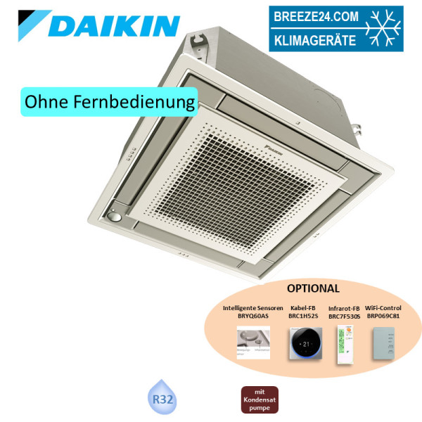 Daikin Deckenkassette 5,7 kW Euroraster silber FFA60A9-0 + Blende BYFQ60CS R32