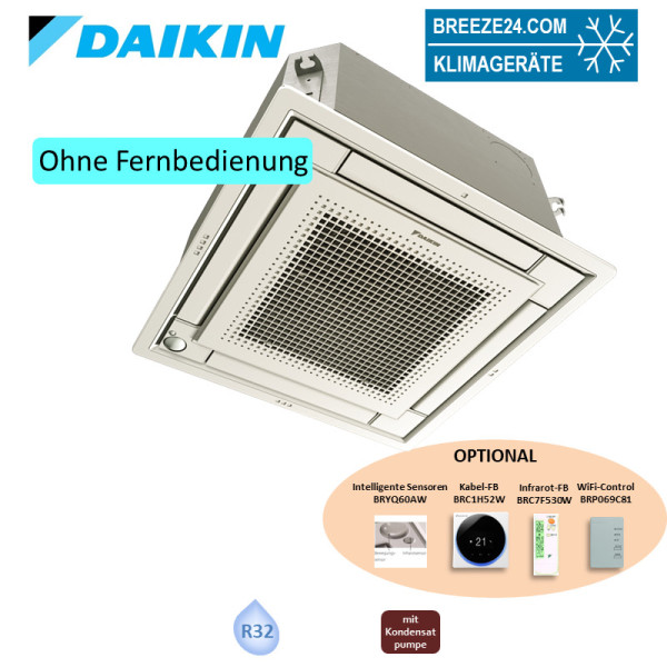 Daikin Deckenkassette 3,4 kW Euroraster weiss FFA35A9-2 + Blende BYFQ60CW R32