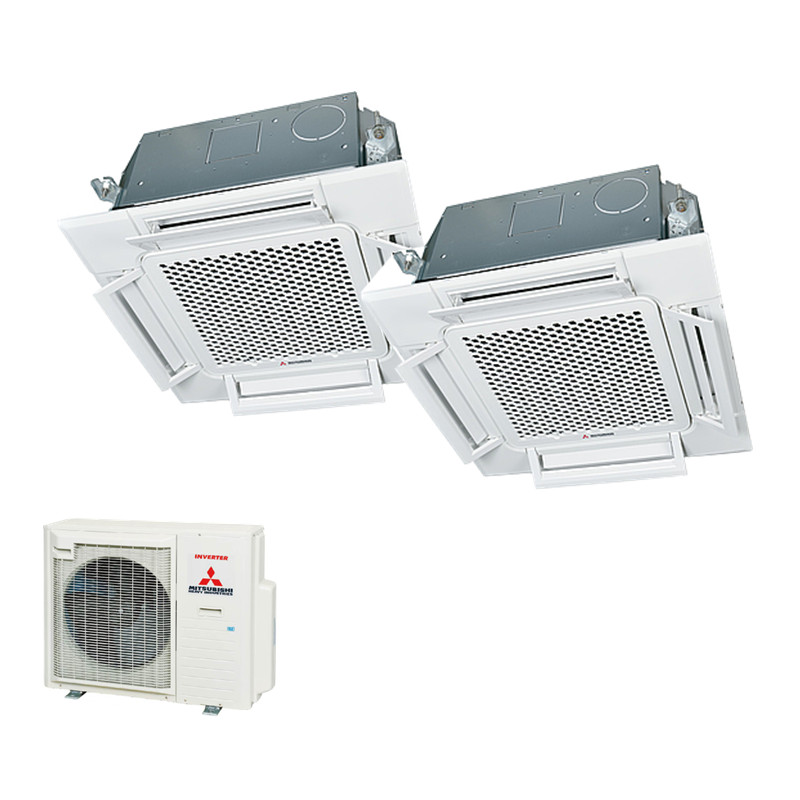 Mitsubishi Heavy Set 5,0 kW 2 x FDTC50VH 4-Wege-Deckenkassette Komfortpaneel + SCM71ZS-W R32