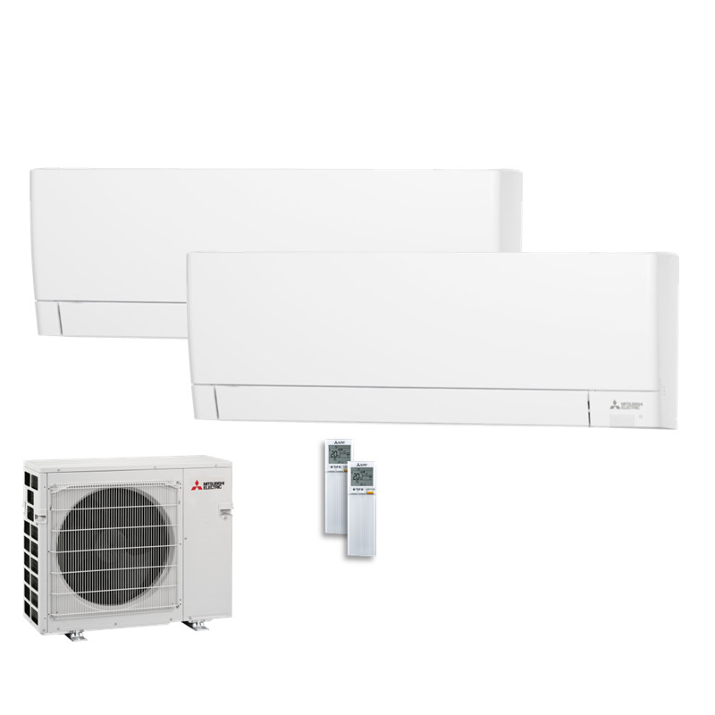 Mitsubishi Electric Set 2 x MSZ-AY20VGKP + MXZ-2F53VFHZ2 Wandgeräte Kompakt Hyper Heating 2,0/2,0kW