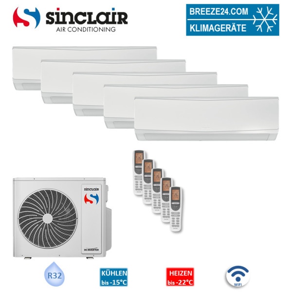 Sinclair Set 4 x SIH09BIK + SIH24BIK + MV-E42BI2 Wandgeräte KEYON WiFi 2,7/ 6,2 kW