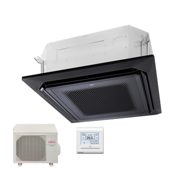 Fujitsu Set 4-Wege-Deckenkassette schwarz 13,4 kW AUXG54KRLB + AOYG54KBTB R32 Klimaanlage
