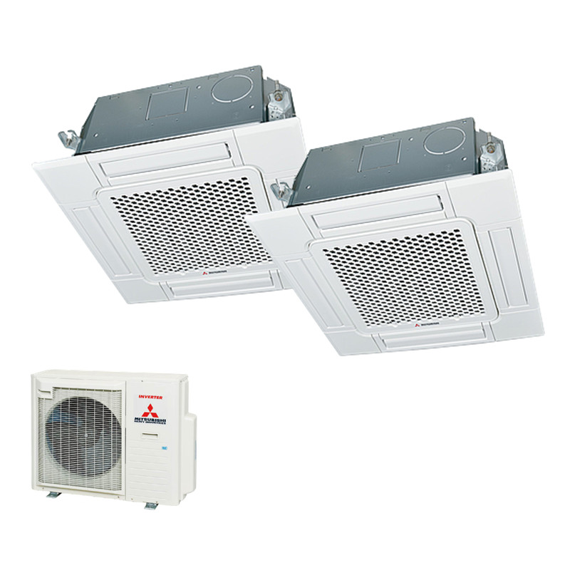 Mitsubishi Heavy Set 5,0/5,6 kW FDTC50VH + FDTC60VH 4-Wege-Deckenkassette Standardpaneel + SCM80ZS-W
