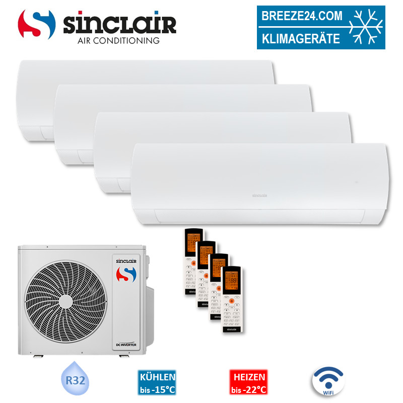 Sinclair Set 4 Wandgeräte TERREL 2,7/3,5/5,2 kW SIH-09BITW + 2 x SIH-13BITW + SIH-18BIT2W + MV-E36BI