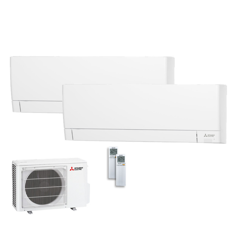 Mitsubishi Electric Set 2 Wandgeräte Kompakt WiFi 2,0 kW 2 x MSZ-AY20VGKP + MXZ-2F33VF3 R32