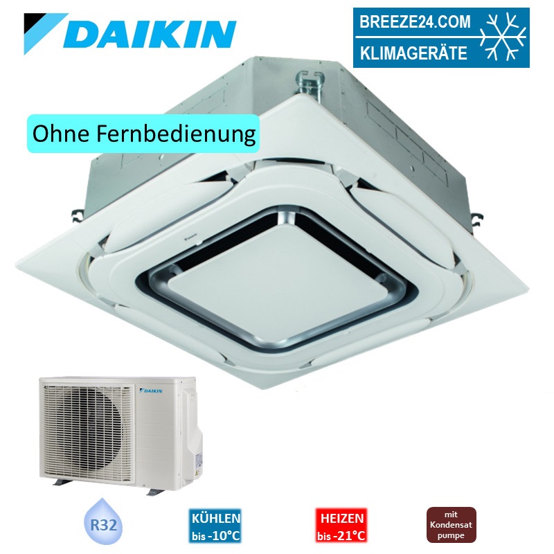 Daikin Set 4-Wege-Deckenkassette FCAG50B-4 + Blende BYCQ140EP Design weiss + RXM50A 5,0kW