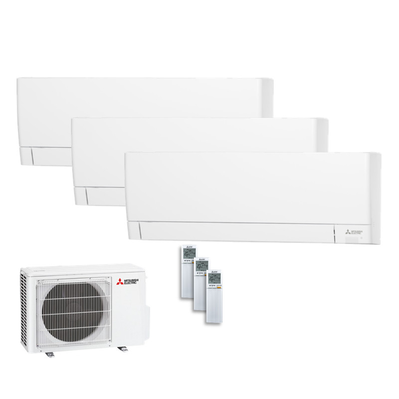 Mitsubishi Electric Set 3 x MSZ-AY25VGK + MXZ-3F54VF4 Wandgerät WiFi 2,5 kW 25|25|25 m²