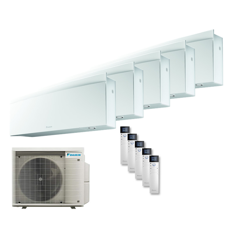 Daikin Set 5 x FTXJ25AW + 5MXM90A2V1B9 Wandgeräte Emura WiFi Mattweiß 2,5 kW R32 Klimaanlage