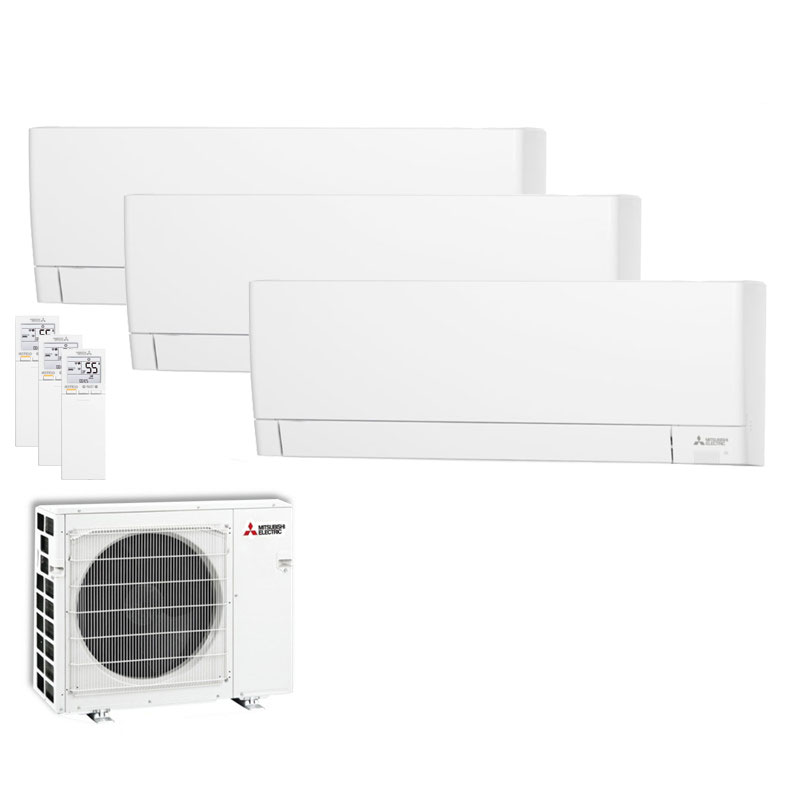 Mitsubishi Electric Set 3 Wandgeräte WiFi 2,5 kW 3 x MSZ-AY25VGK + MXZ-3F68VF R32 Klimaanlage